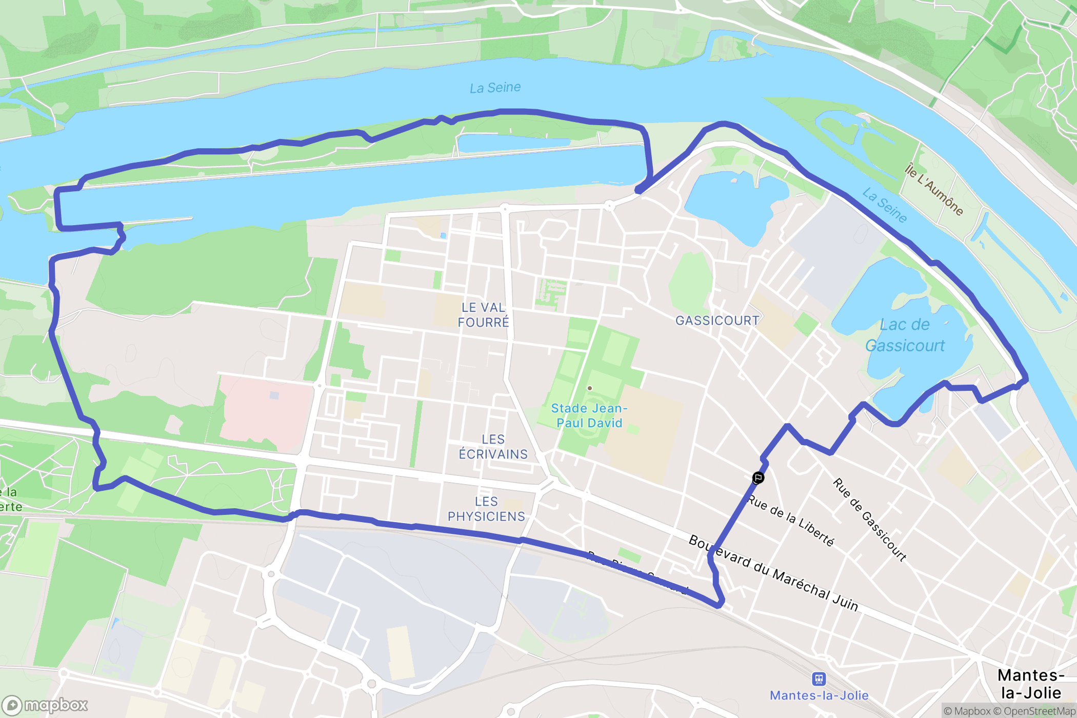 Mantes-la-Jolie : carte du parcours de randonnée - France