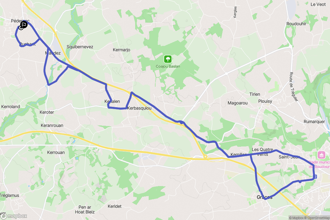 Pédernec : carte du parcours de randonnée - France