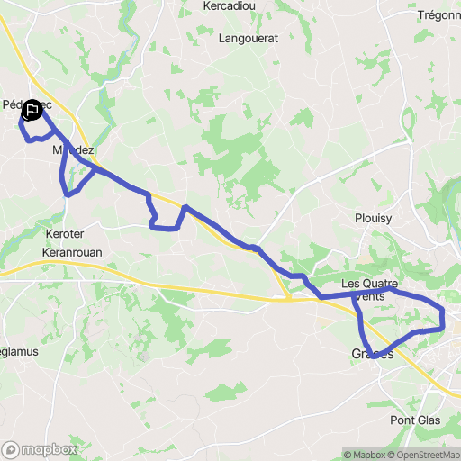 Pédernec : carte du parcours de randonnée - France