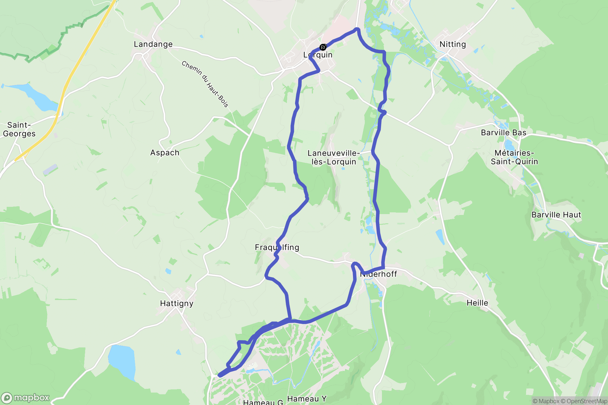 Lorquin : carte du parcours de randonnée - France