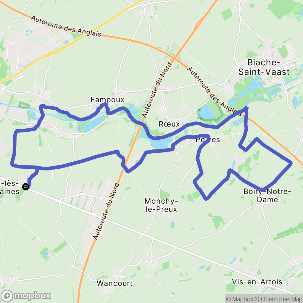 Tilloy-lès-Mofflaines : carte du parcours de randonnée - France