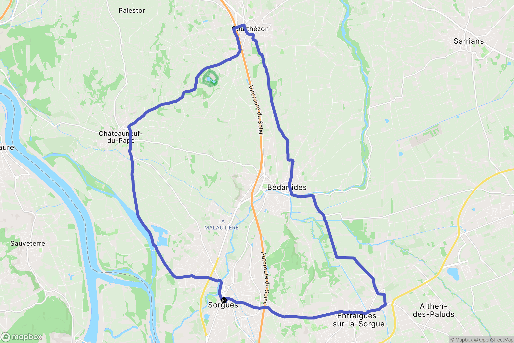 Sorgues : carte du parcours de randonnée - France