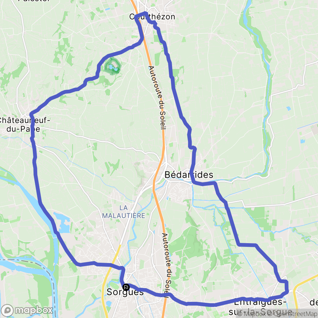 Sorgues : carte du parcours de randonnée - France