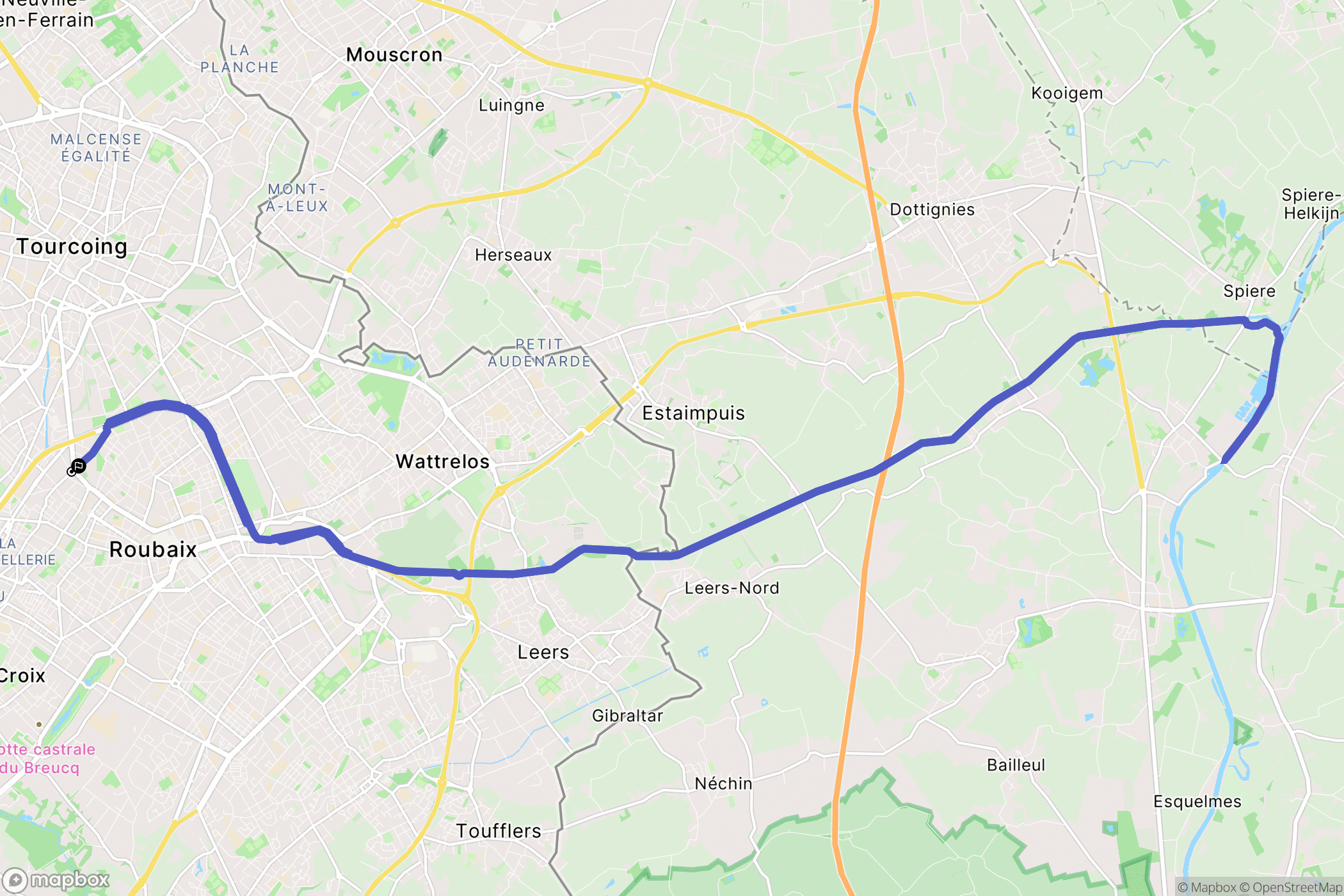 Roubaix : carte du parcours de randonnée - France
