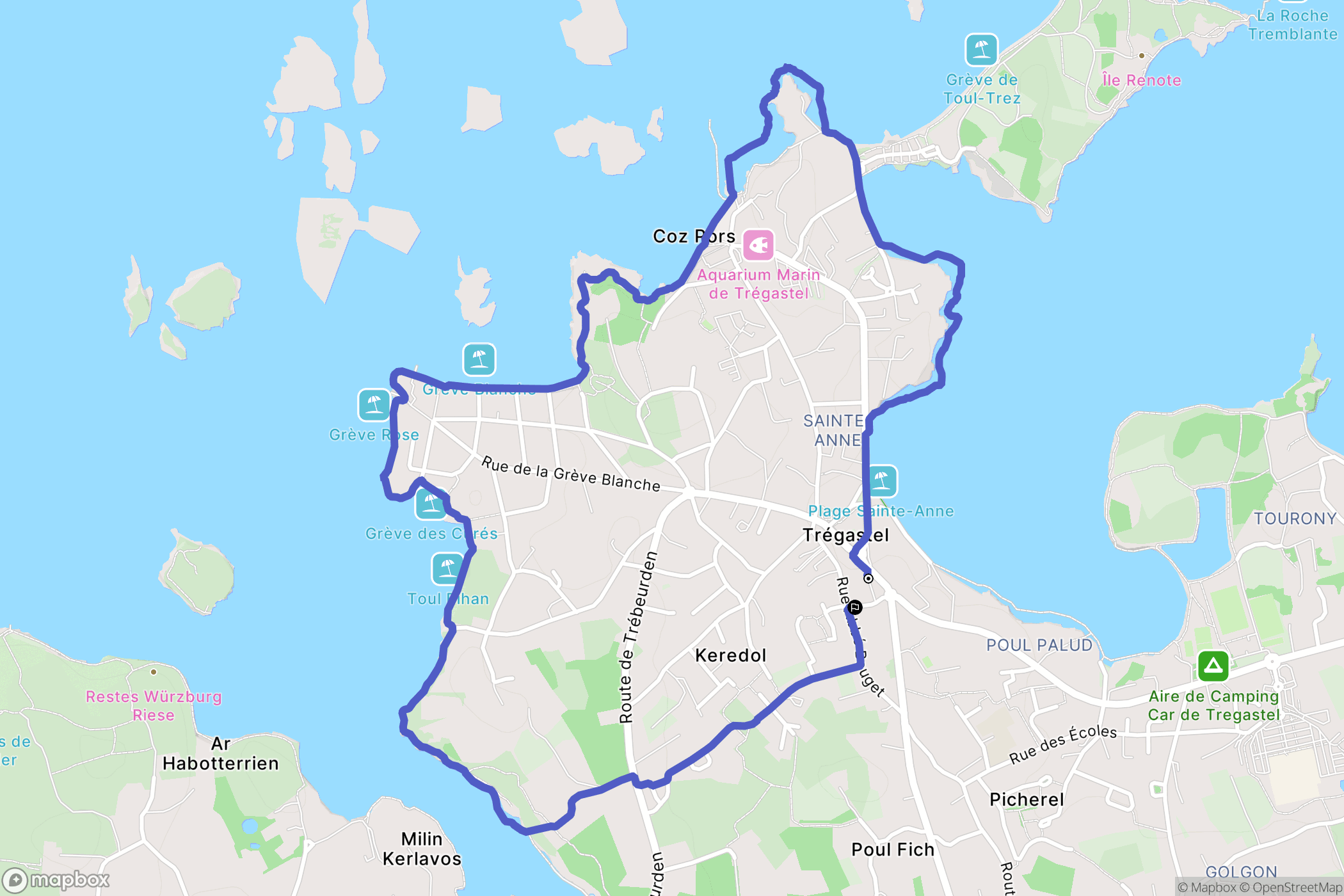 Trégastel : carte du parcours de randonnée - France