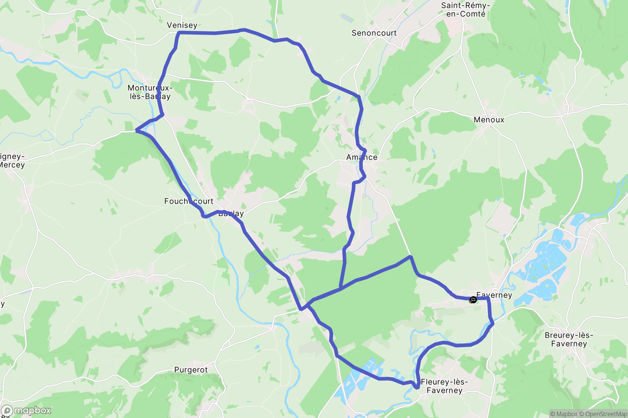 Faverney : carte du parcours de randonnée - France