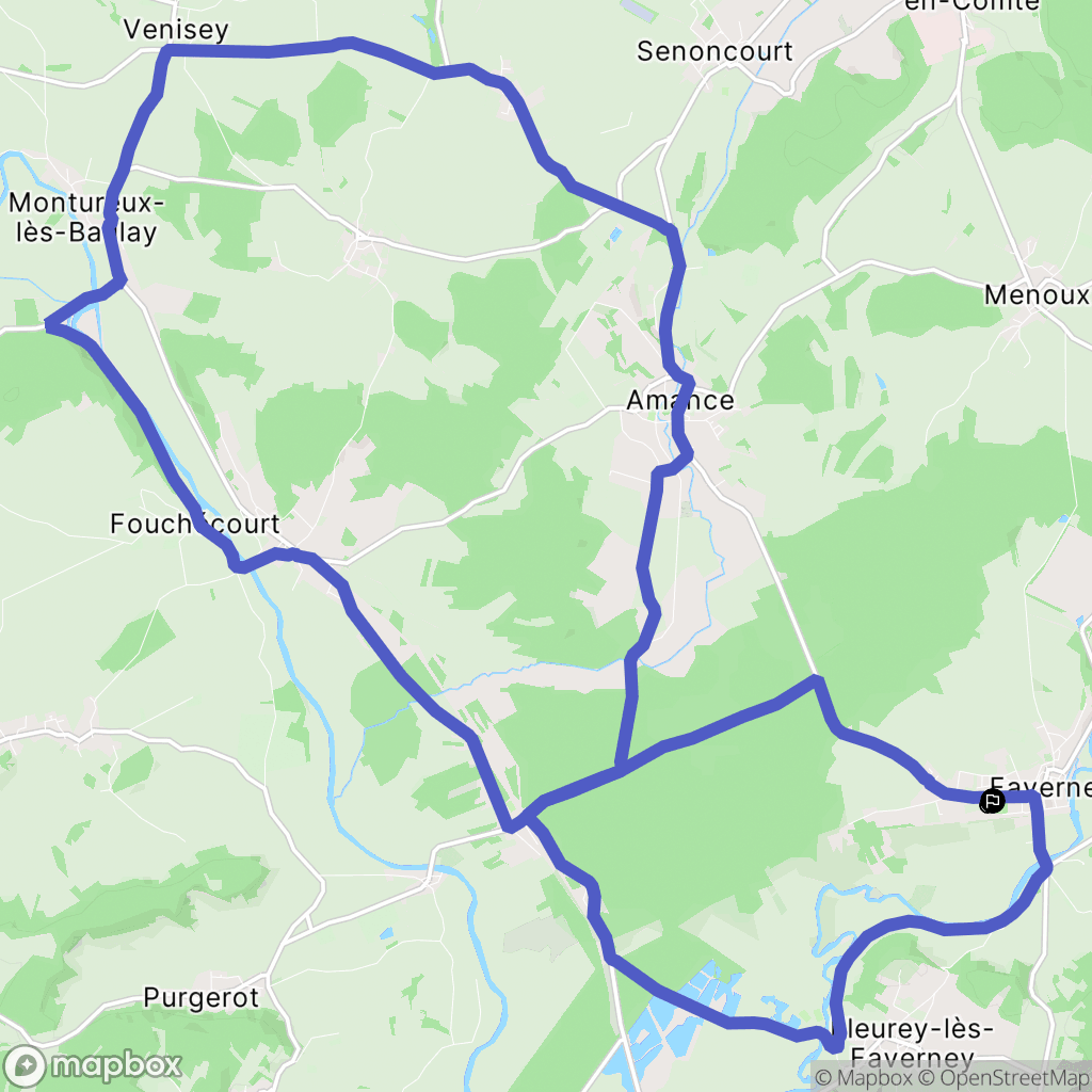 Faverney : carte du parcours de randonnée - France
