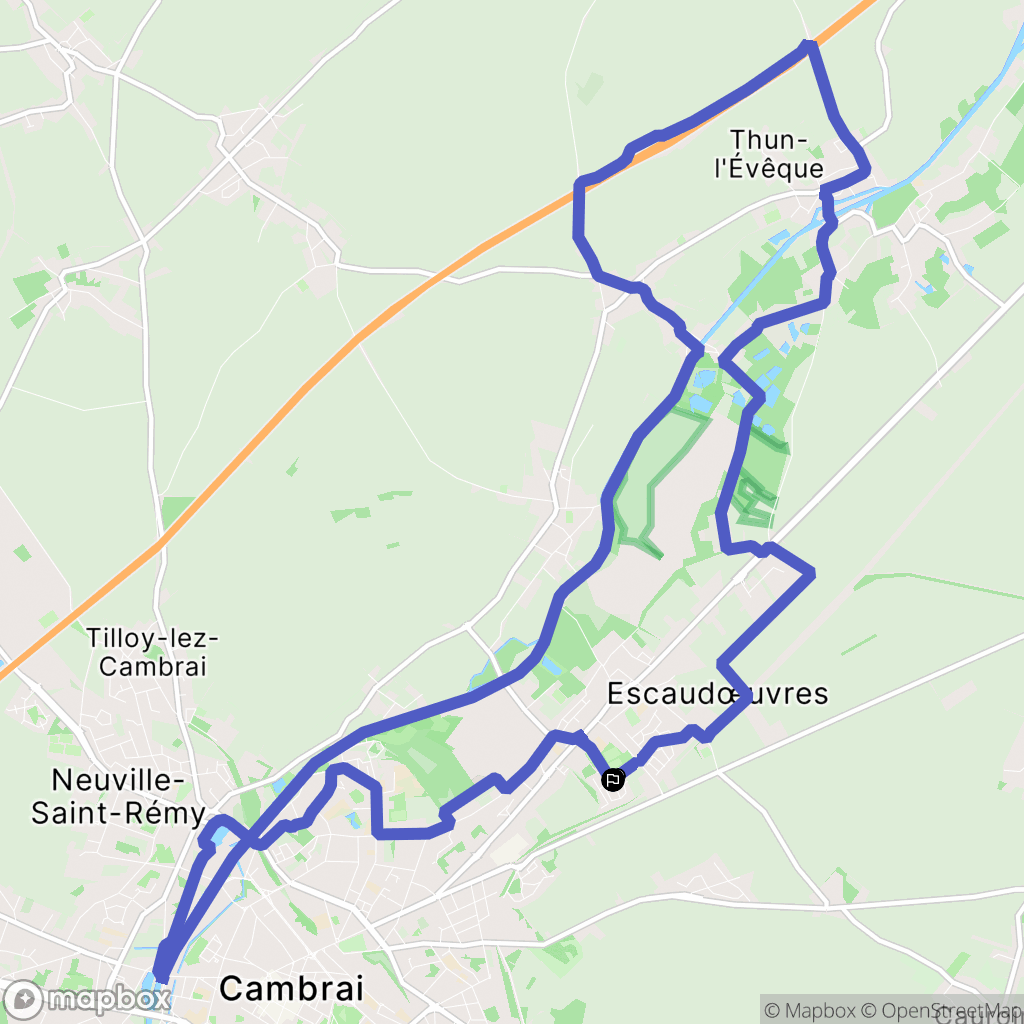 Escaudœuvres : carte du parcours de randonnée - France