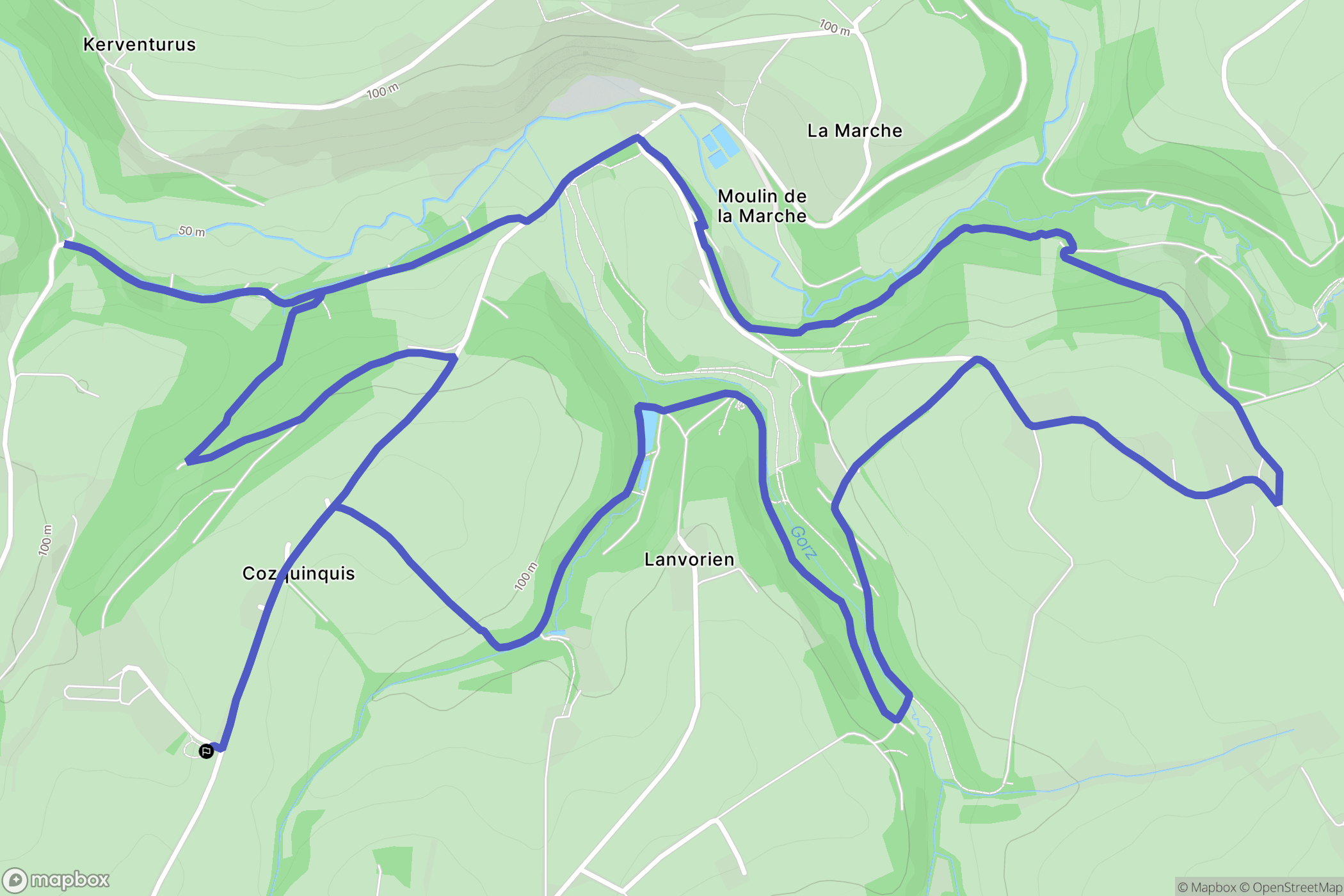 Pleyben : carte du parcours de randonnée - France