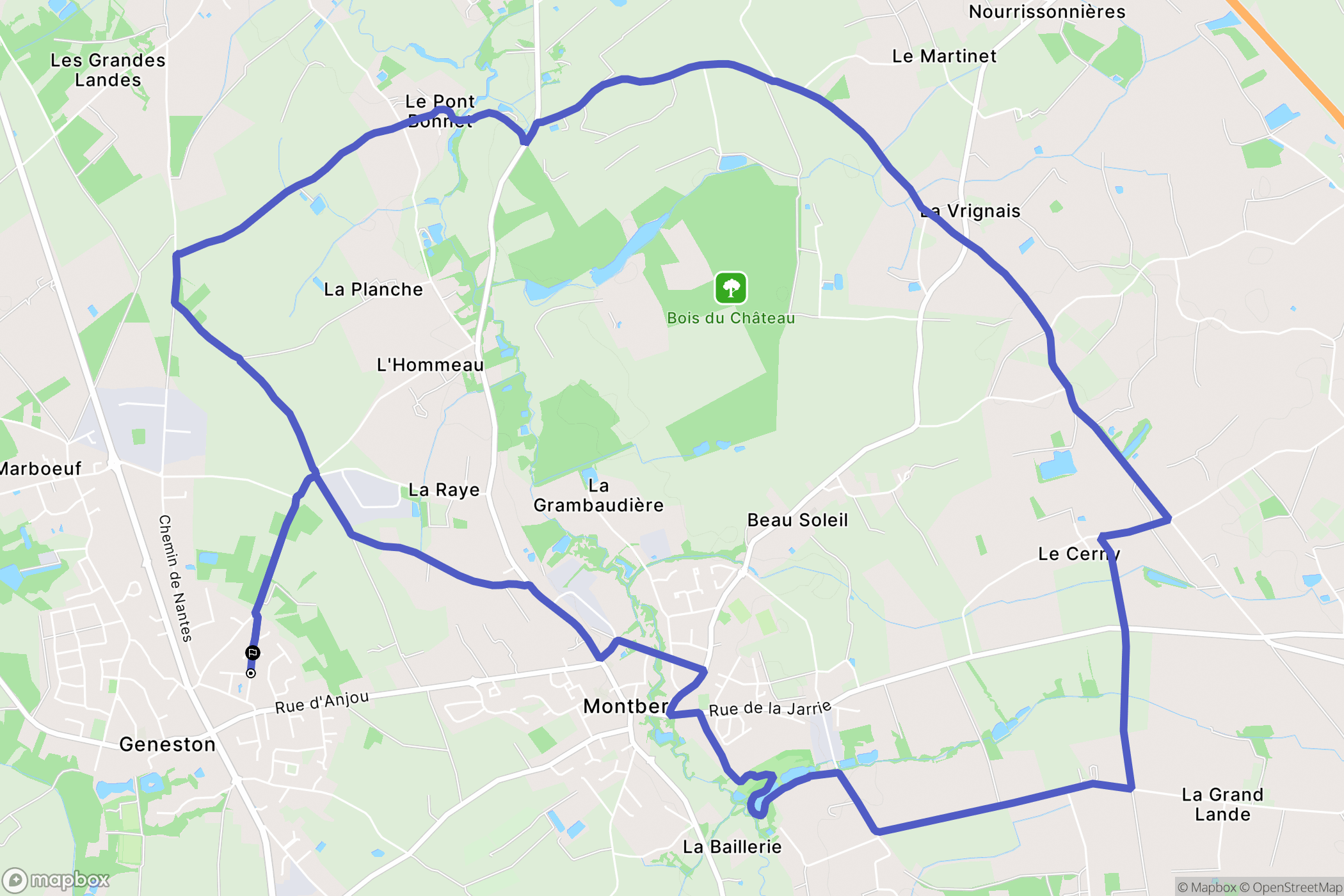Geneston : carte du parcours de randonnée - France