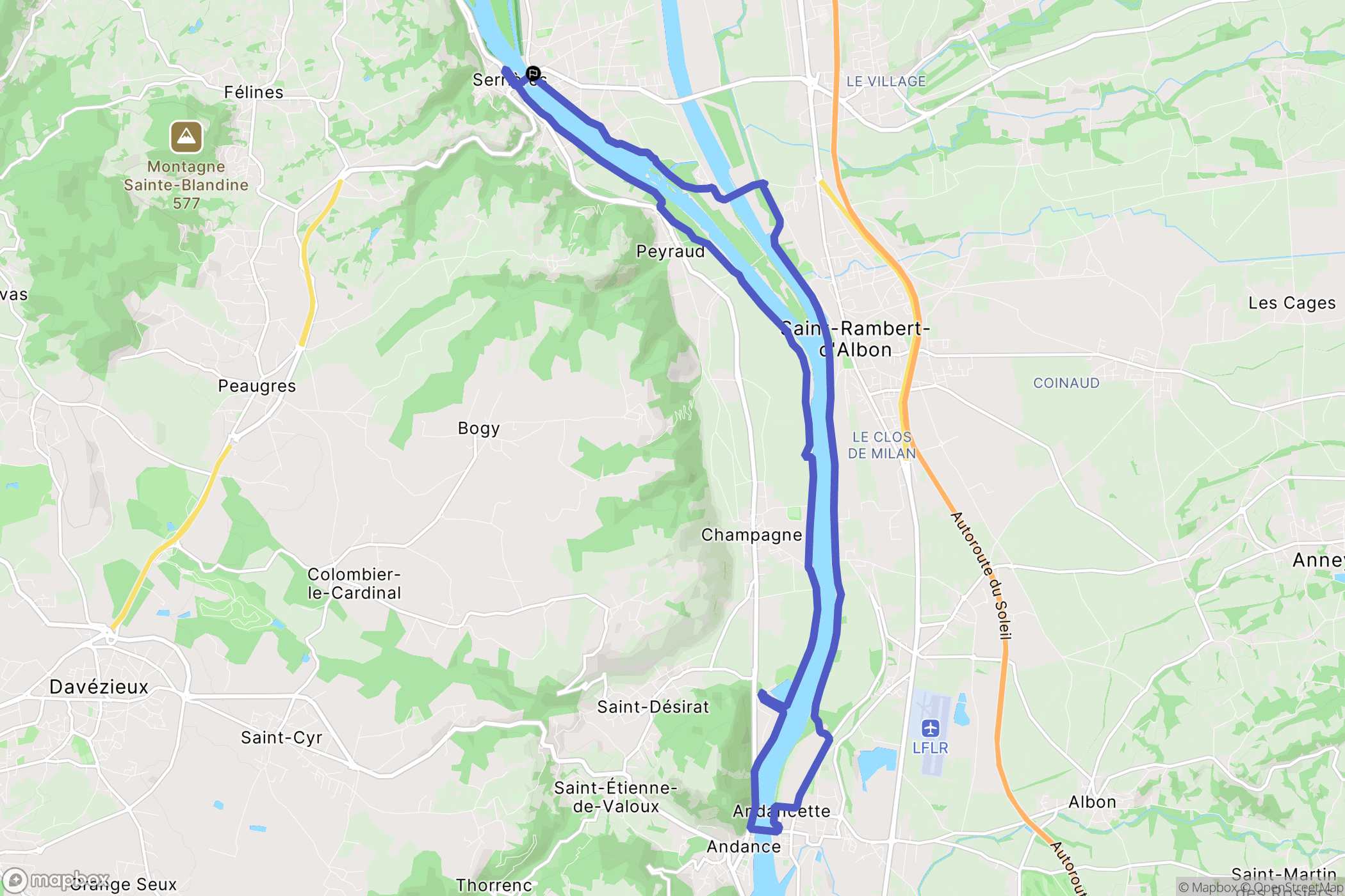Sablons : carte du parcours de randonnée - France