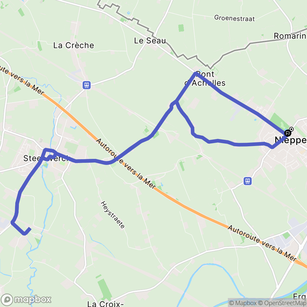 Nieppe : carte du parcours de randonnée - France