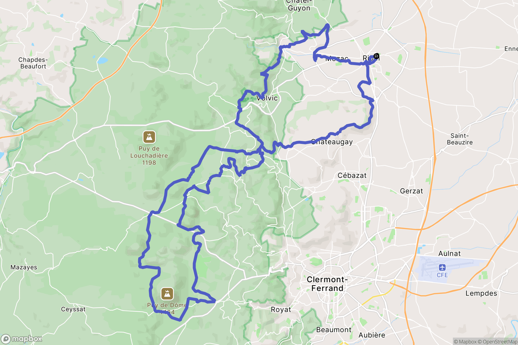 Riom : carte du parcours de randonnée - France