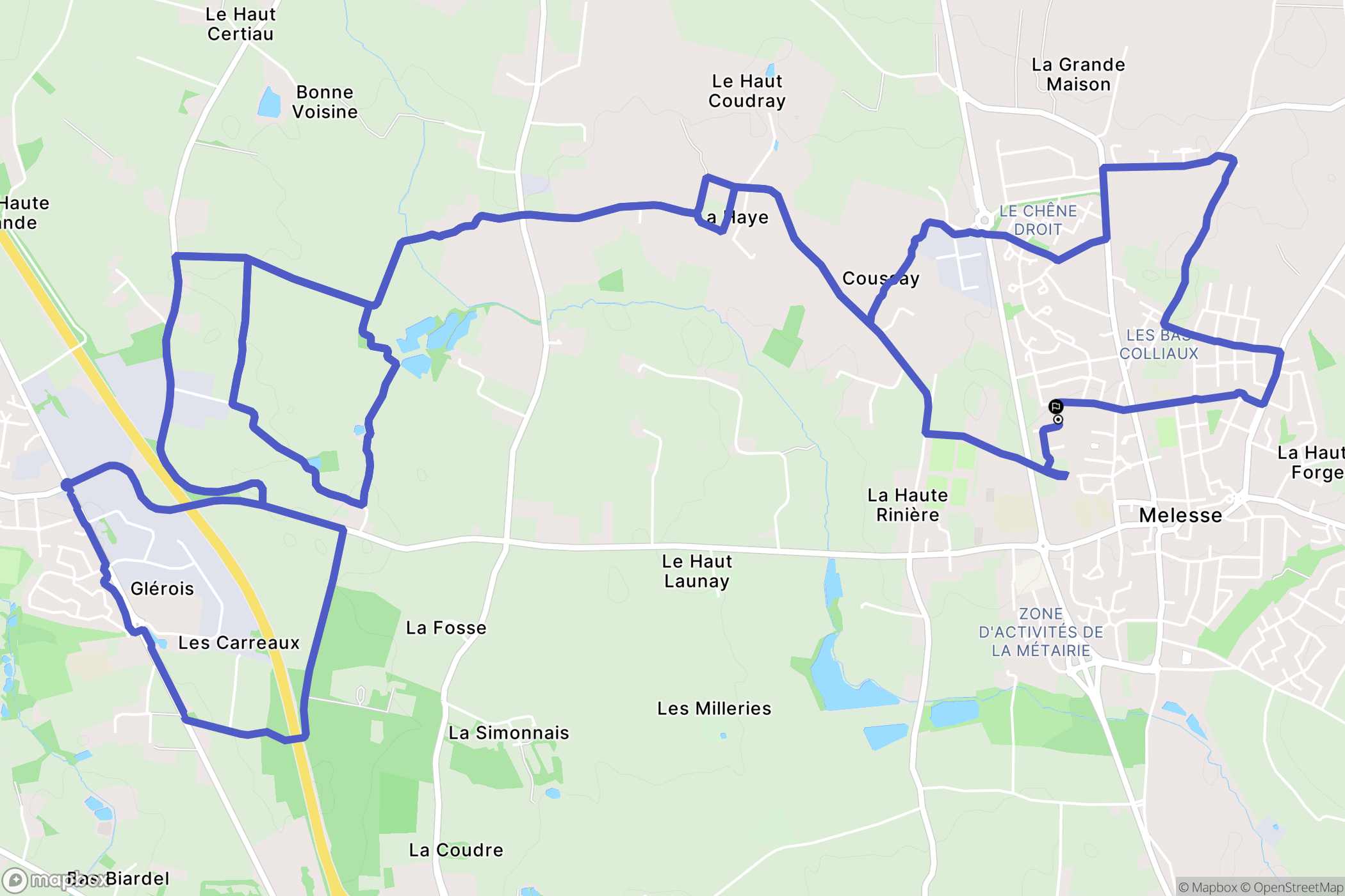 Melesse : carte du parcours de randonnée - France