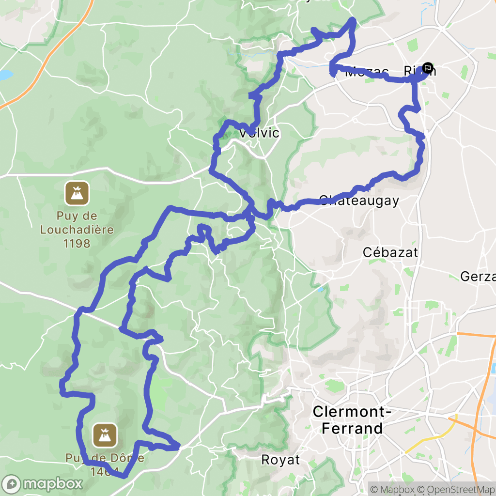 Riom : carte du parcours de randonnée - France