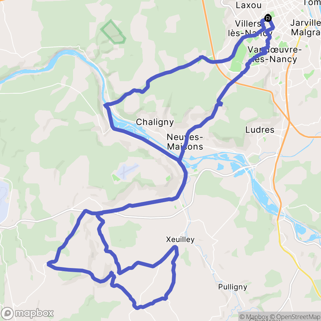 Nancy : carte du parcours de randonnée - France