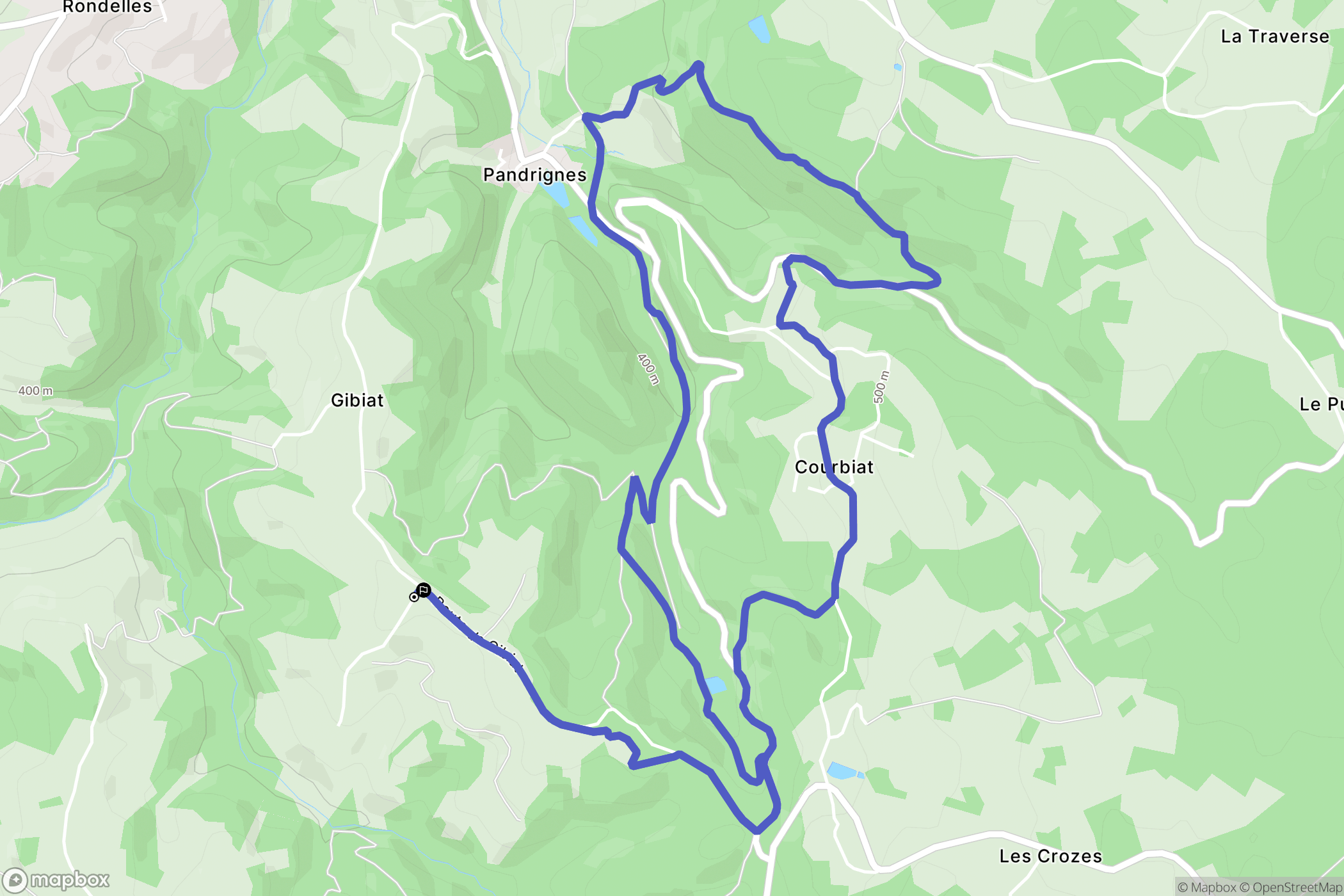 Pandrignes : carte du parcours de randonnée - France