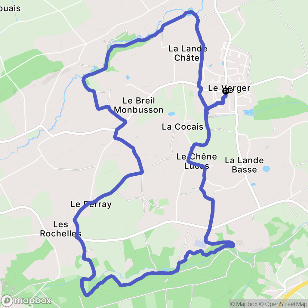 Le Verger : carte du parcours de randonnée - France