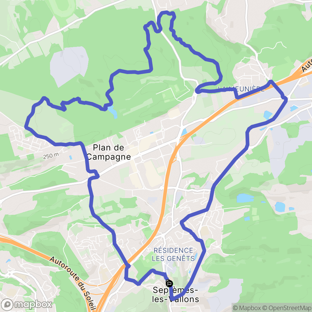 Septèmes-les-Vallons : carte du parcours de randonnée - France