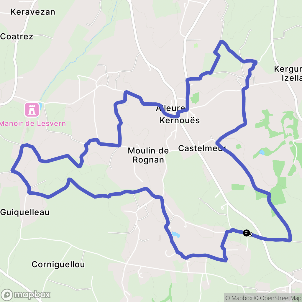 Kernouës : carte du parcours de randonnée - France
