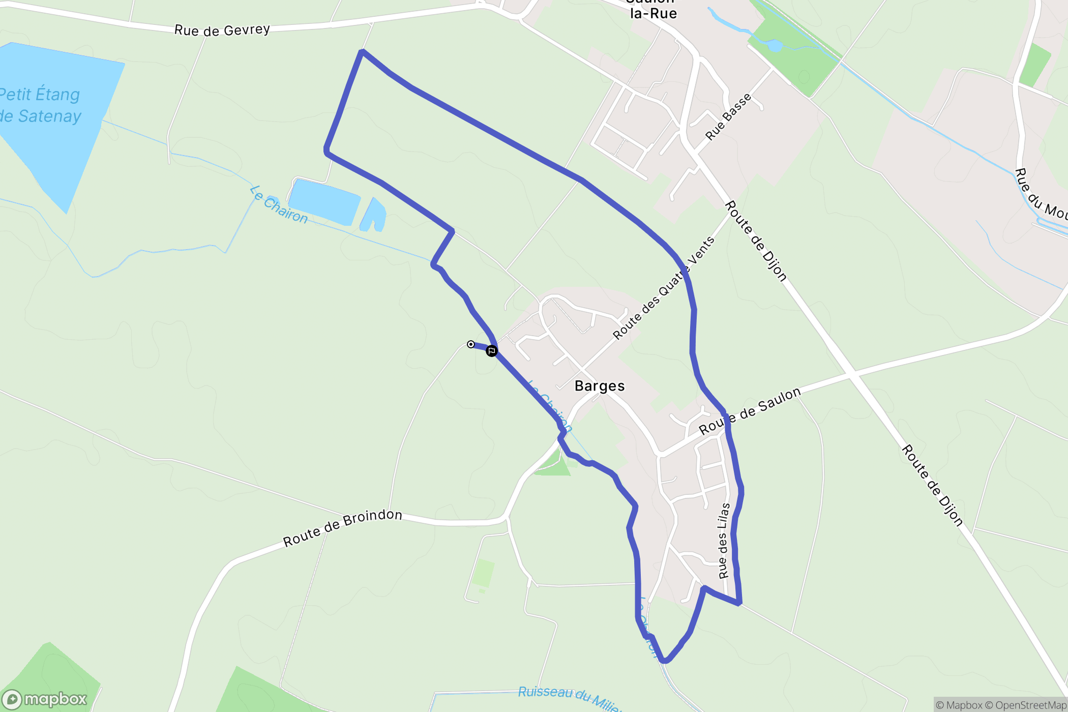 Barges : carte du parcours de randonnée - France
