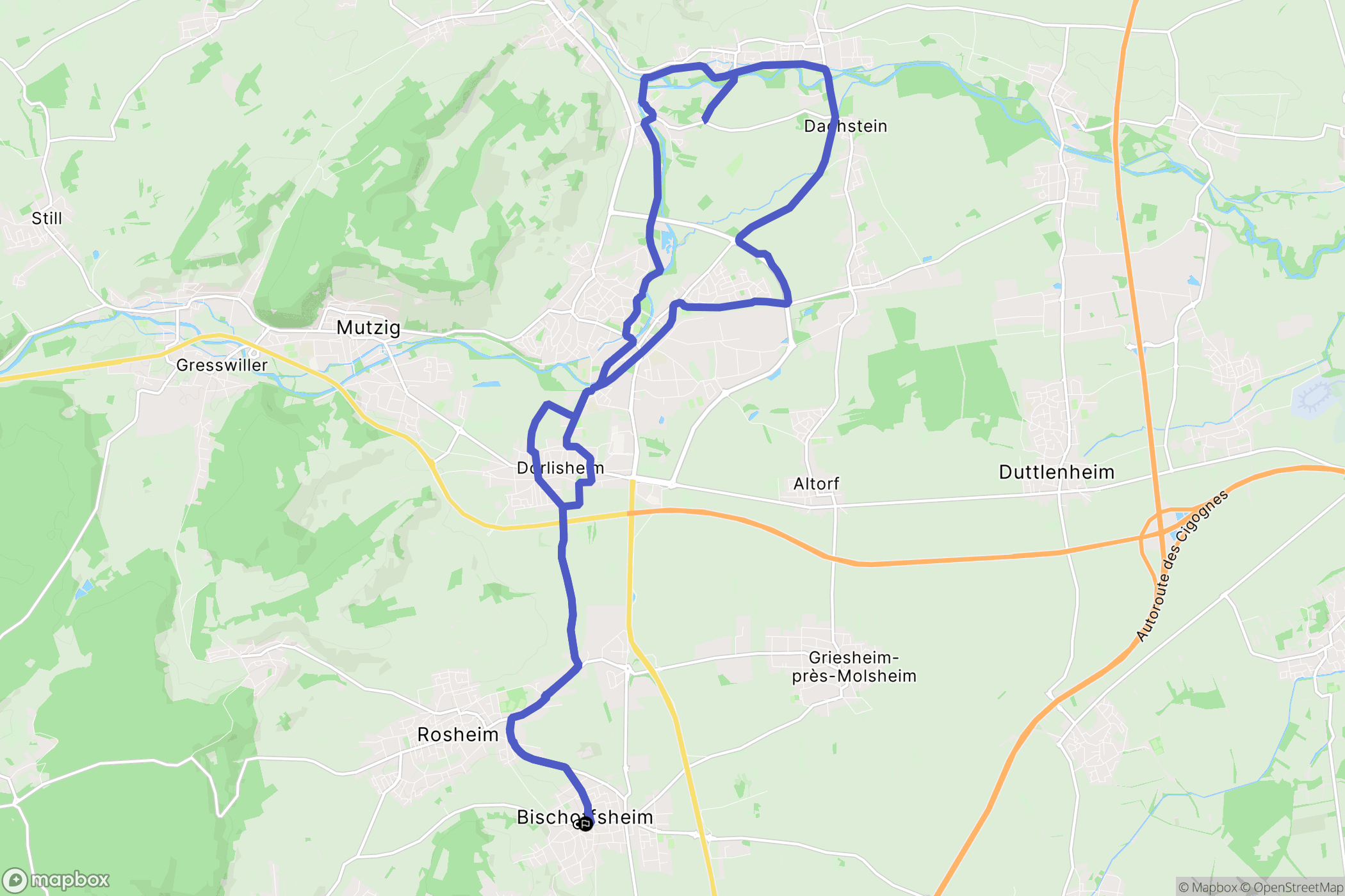Bischoffsheim : carte du parcours de randonnée - France