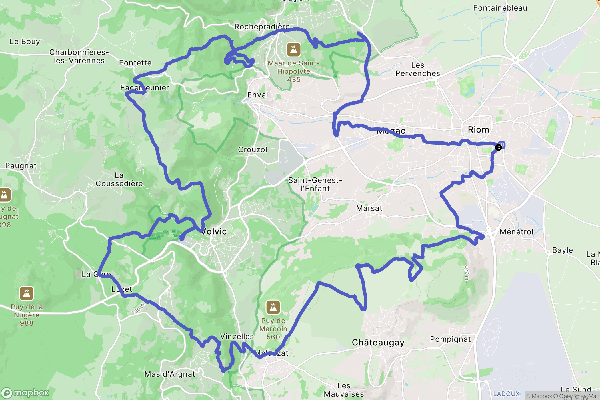 Riom : carte du parcours de randonnée - France