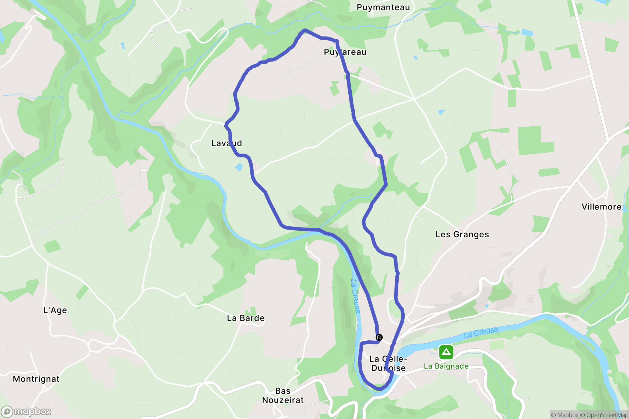 La Celle-Dunoise : carte du parcours de randonnée - France