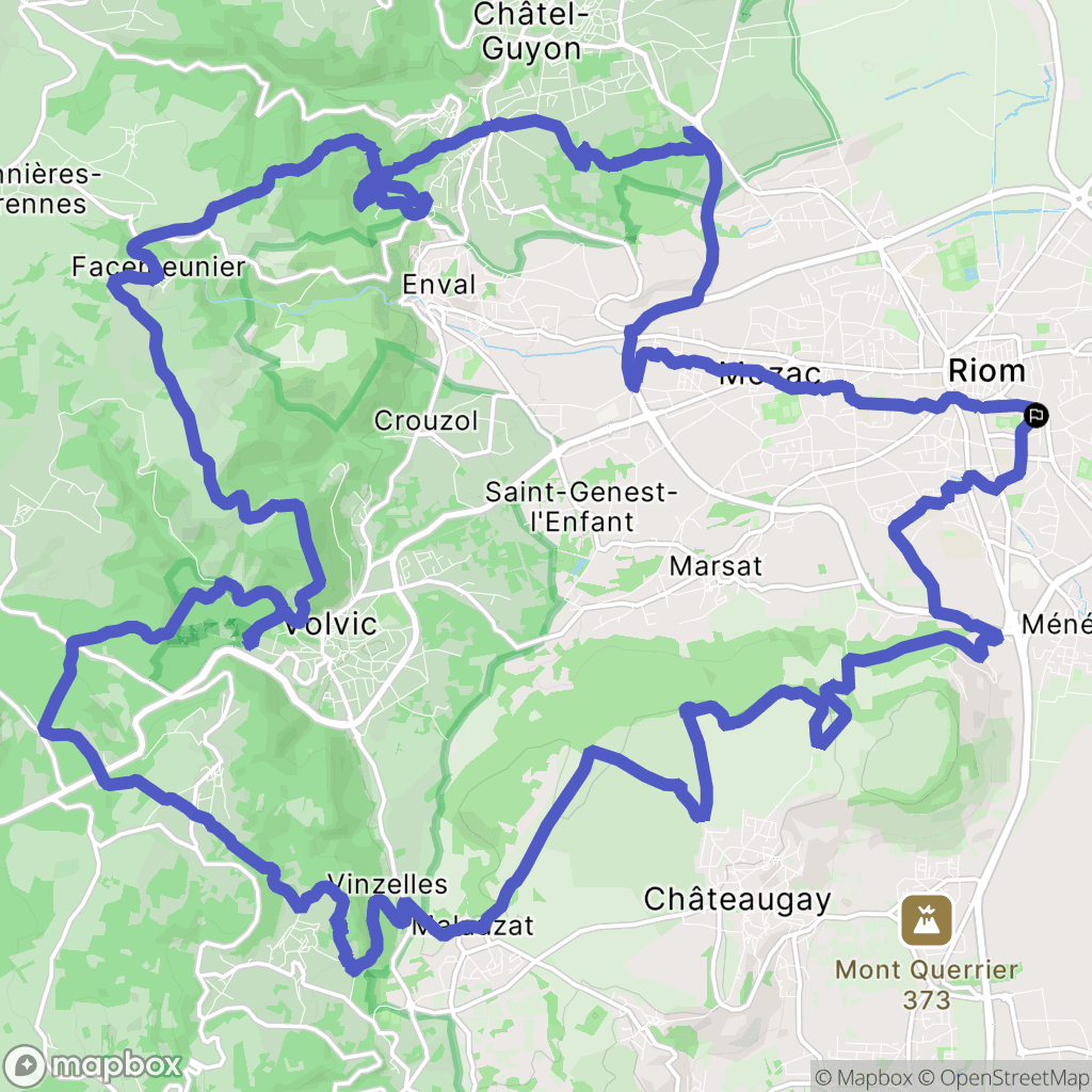 Riom : carte du parcours de randonnée - France