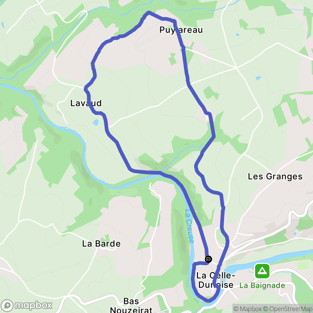 La Celle-Dunoise : carte du parcours de randonnée - France