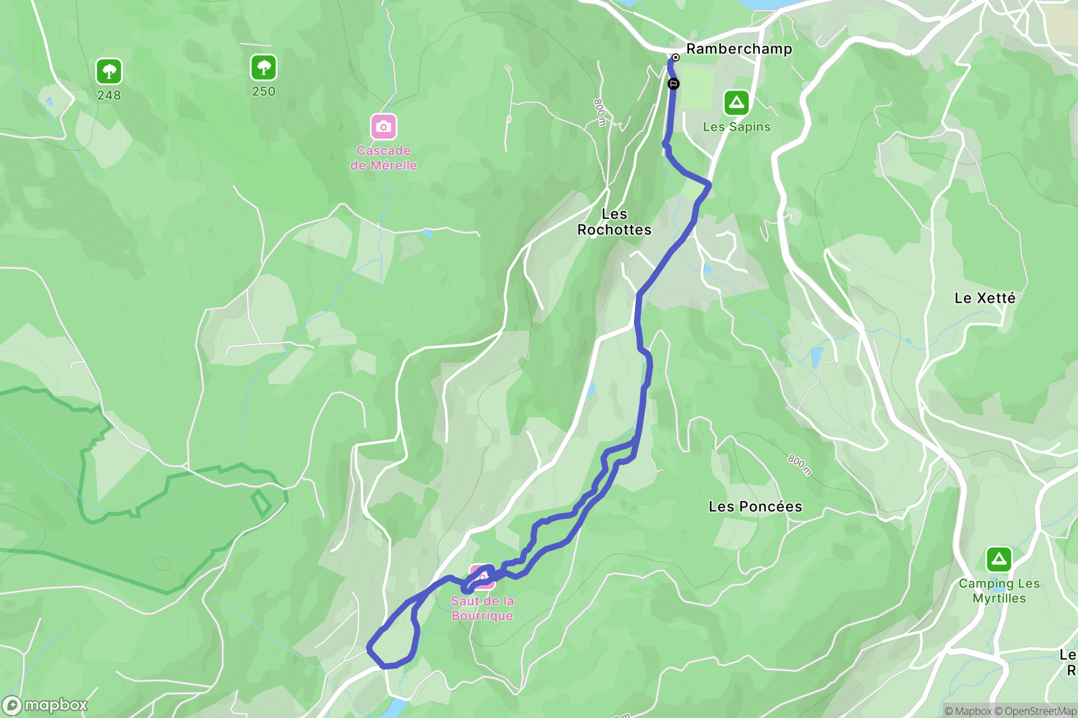 Gérardmer : carte du parcours de randonnée - France