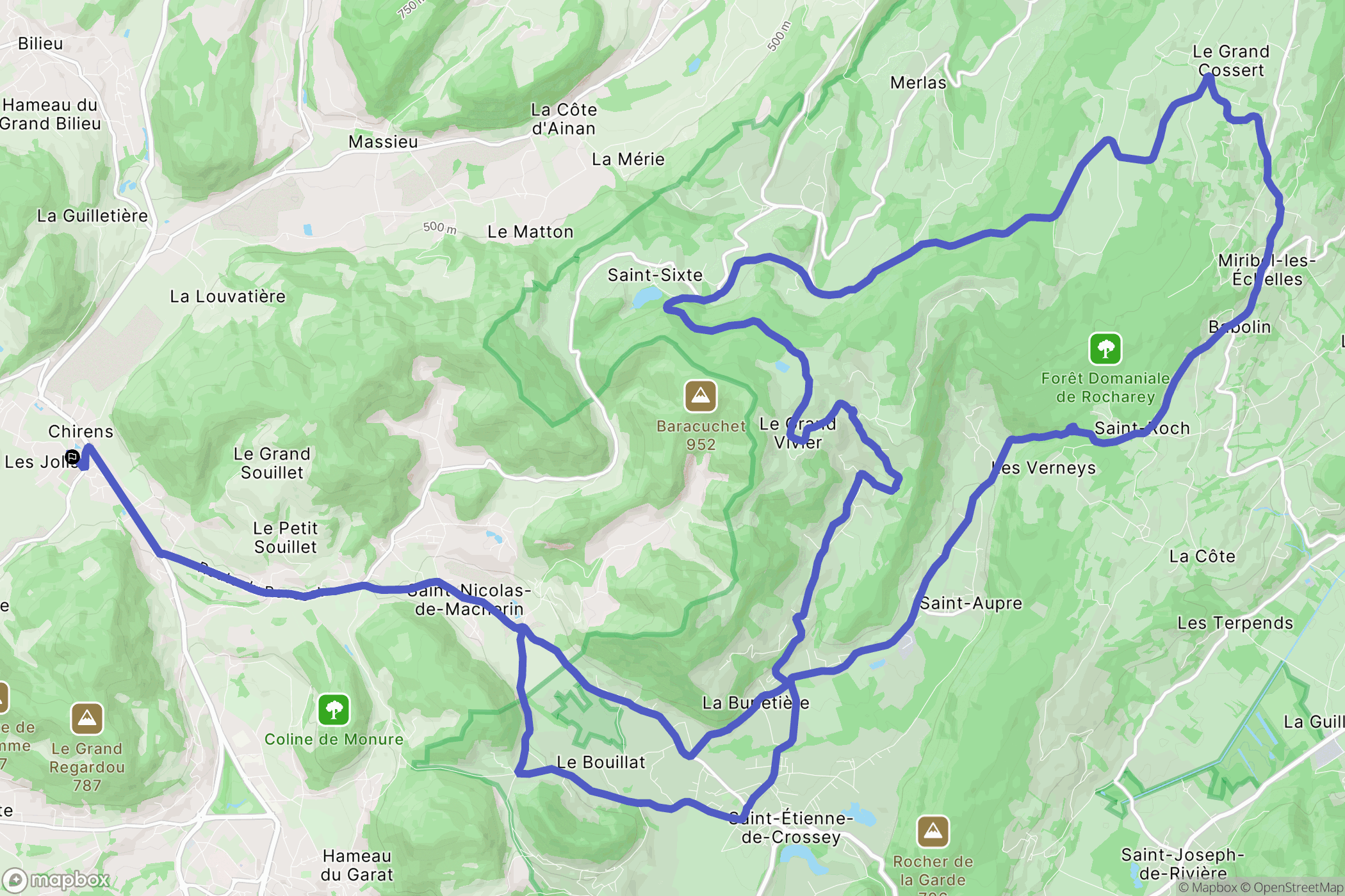 Chirens : carte du parcours de randonnée - France