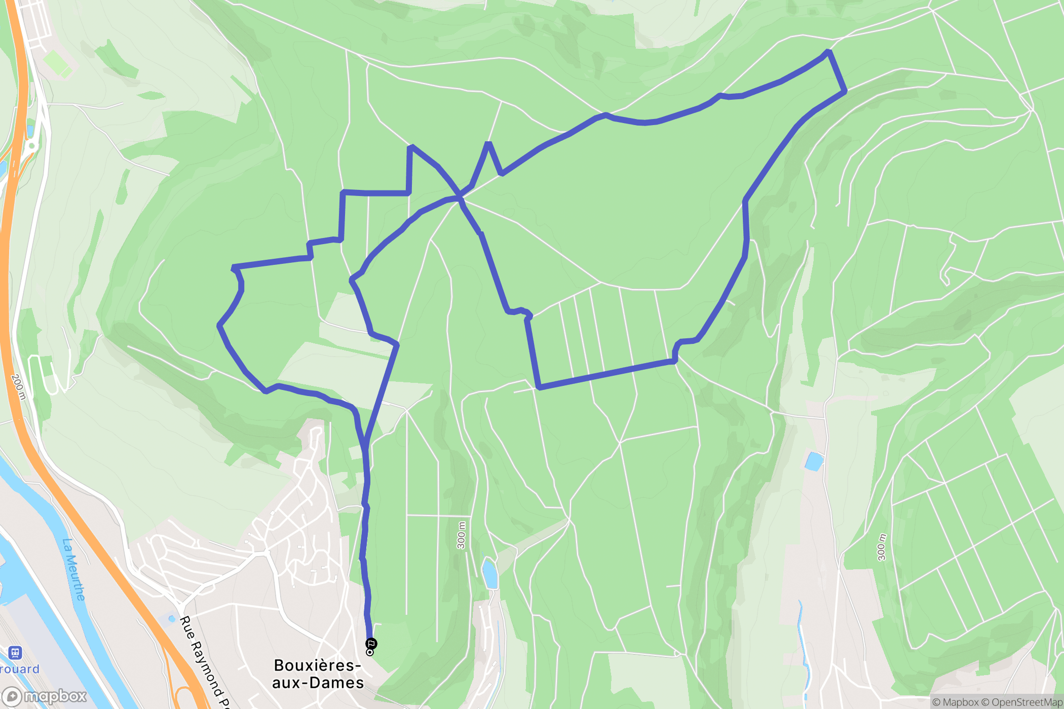 Bouxières-aux-Dames : carte du parcours de randonnée - France