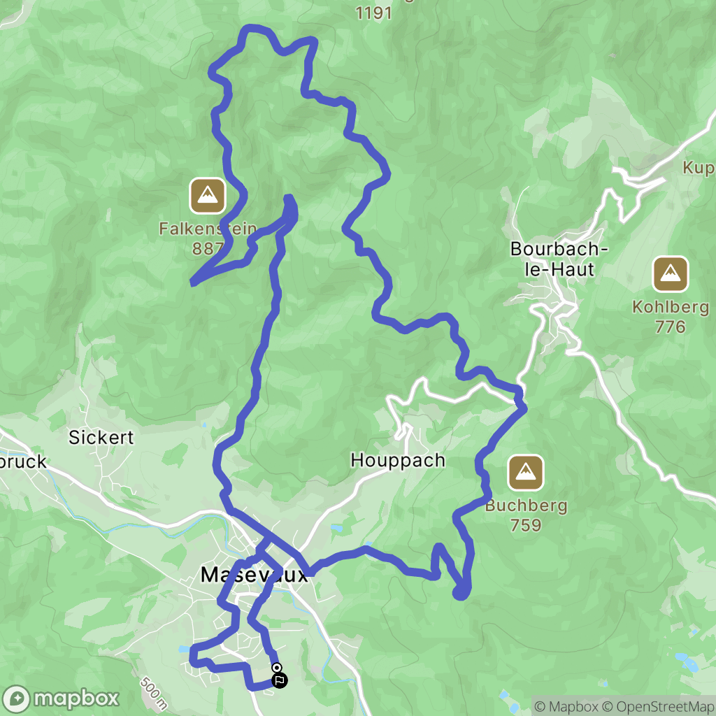 Masevaux-Niederbruck : carte du parcours de randonnée - France