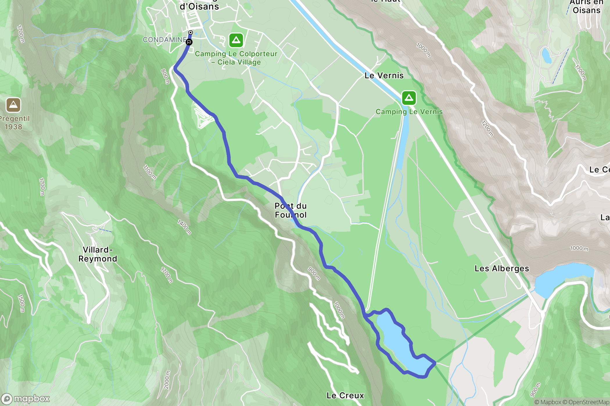 Le Bourg-d'Oisans : carte du parcours de randonnée - France