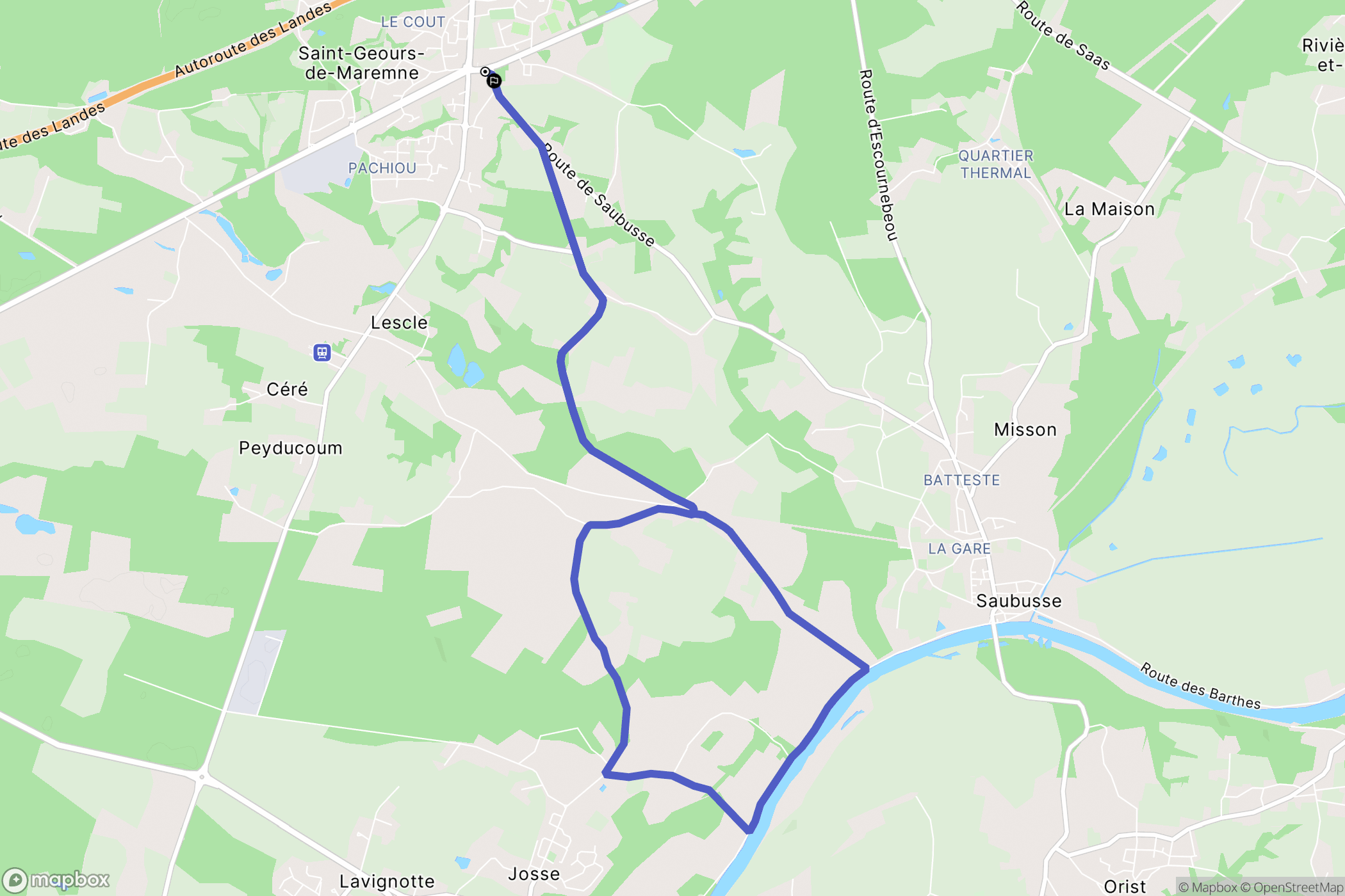 Saint-Geours-de-Maremne : carte du parcours de randonnée - France
