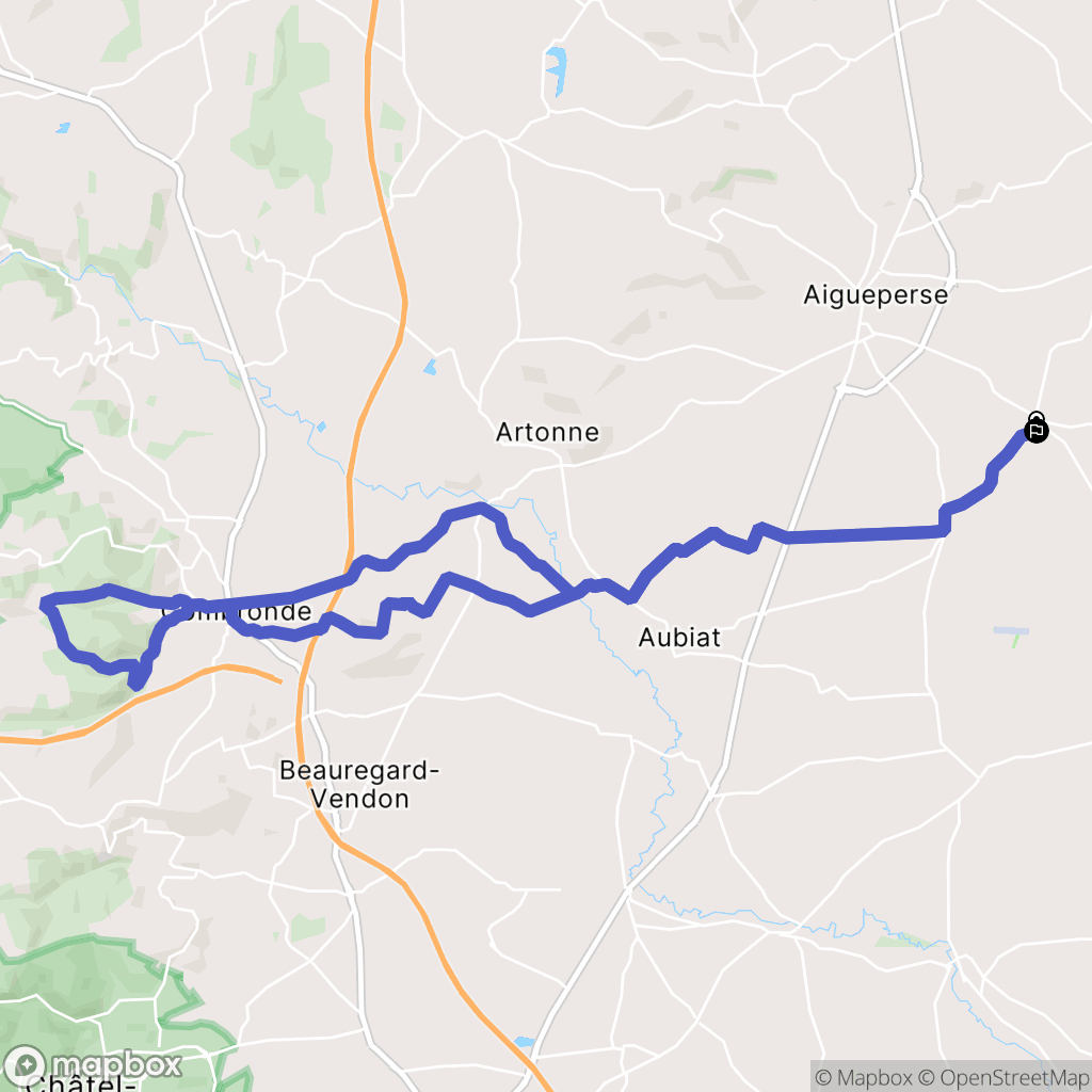 Bussières-et-Pruns : carte du parcours de randonnée - France