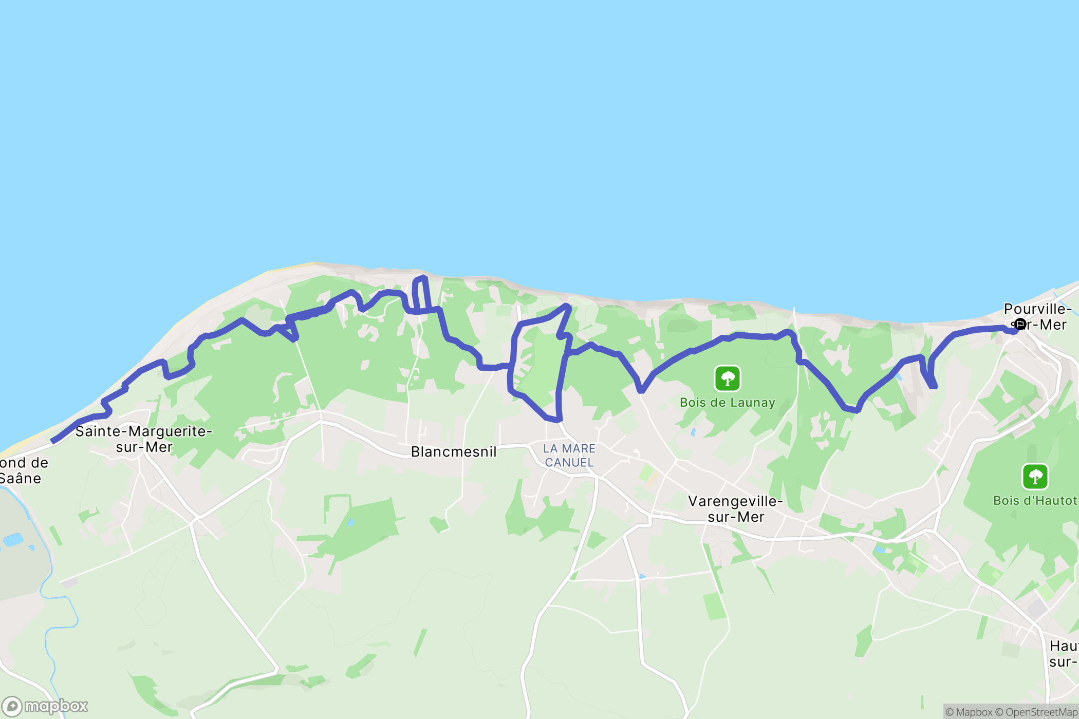 Hautot-sur-Mer : carte du parcours de randonnée - France