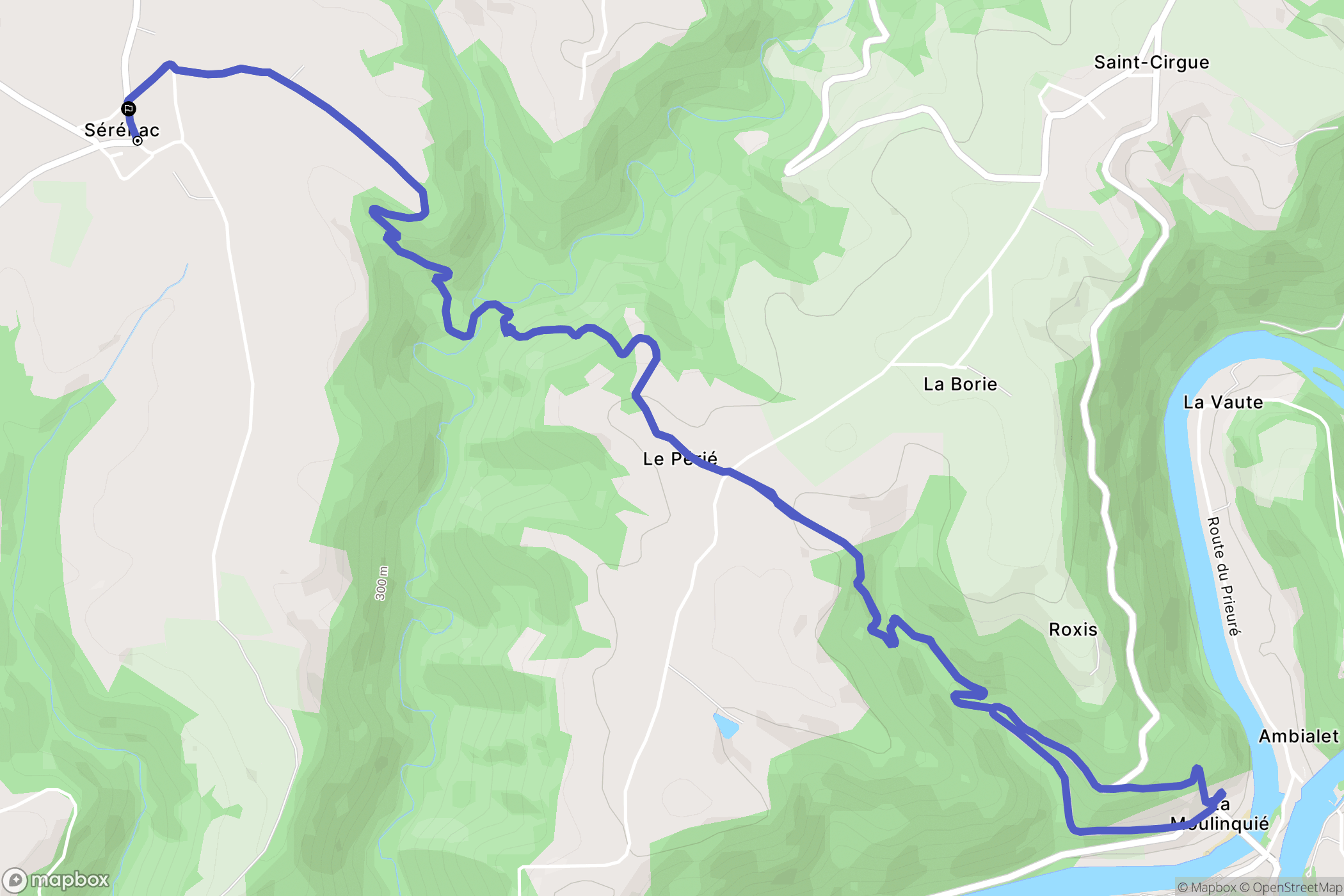 Sérénac : carte du parcours de randonnée - France