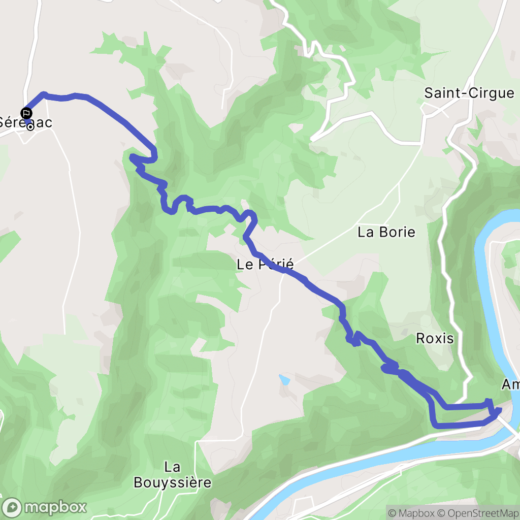 Sérénac : carte du parcours de randonnée - France