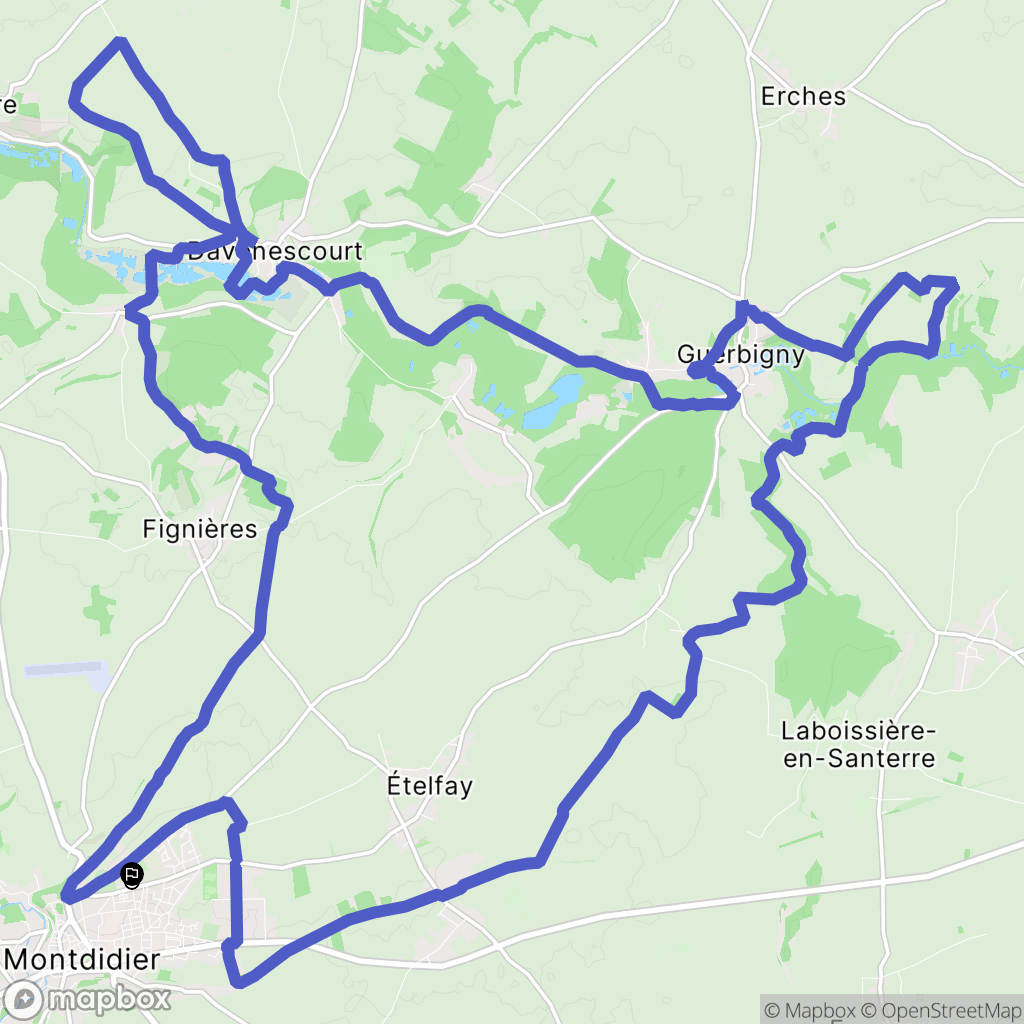 Montdidier : carte du parcours de randonnée - France