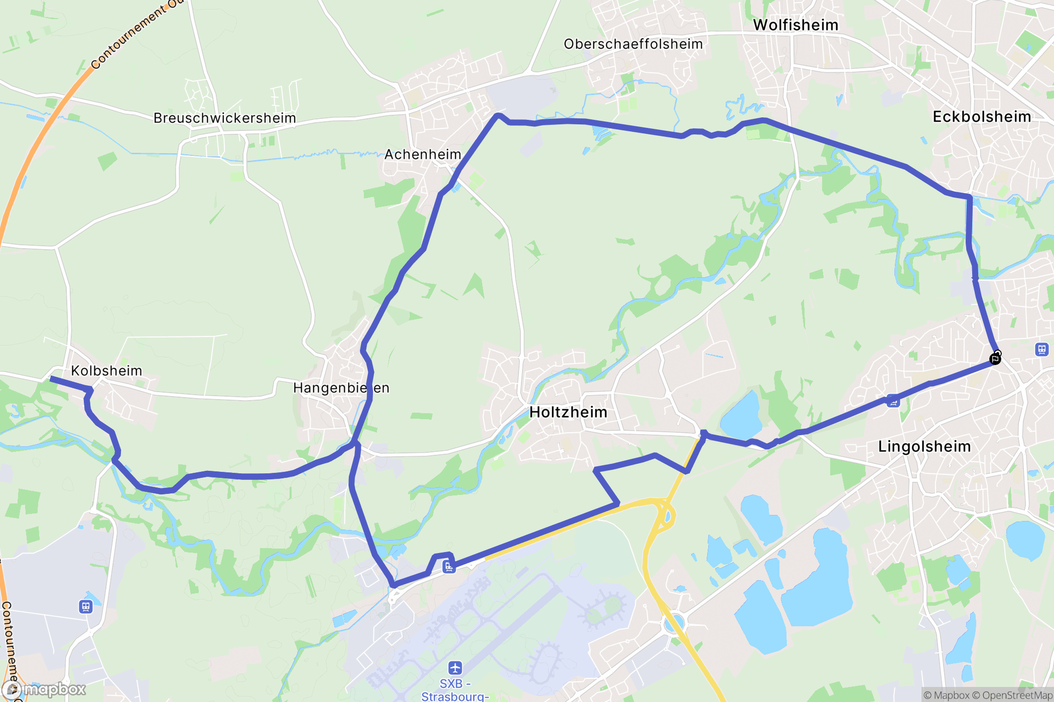 Lingolsheim : carte du parcours de randonnée - France