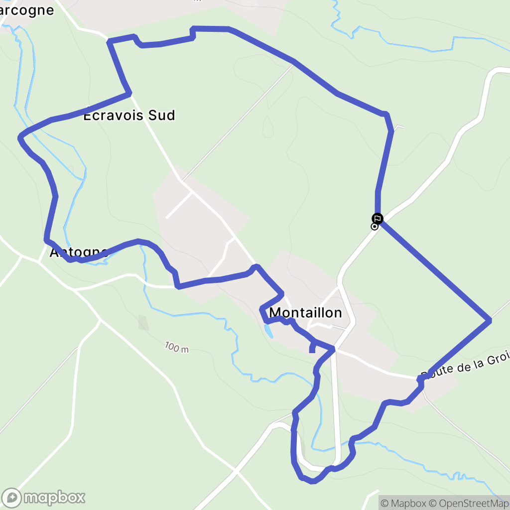 Montaillon : carte du parcours de randonnée - France