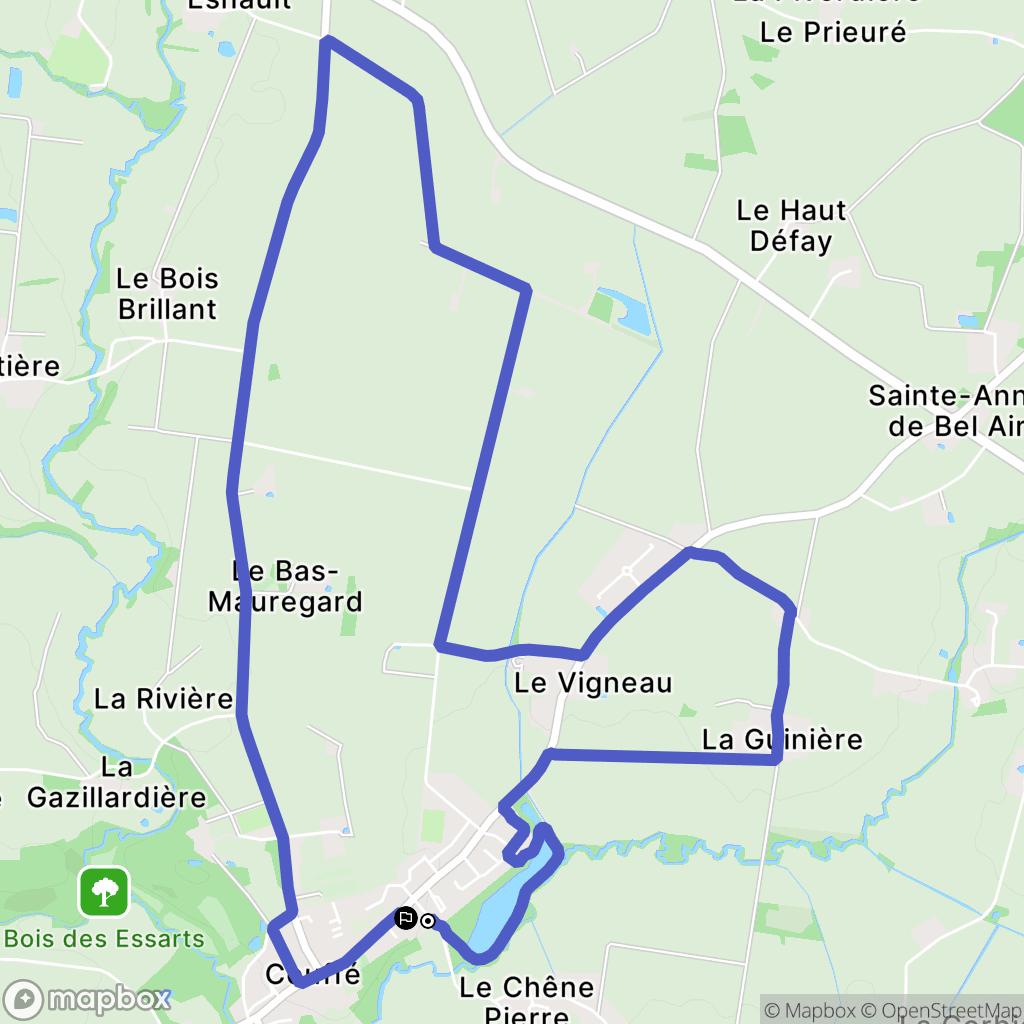 Couffé : carte du parcours de randonnée - France