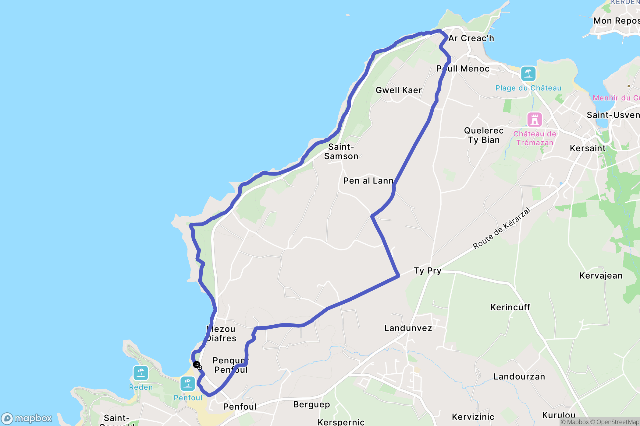 Landunvez : carte du parcours de randonnée - France