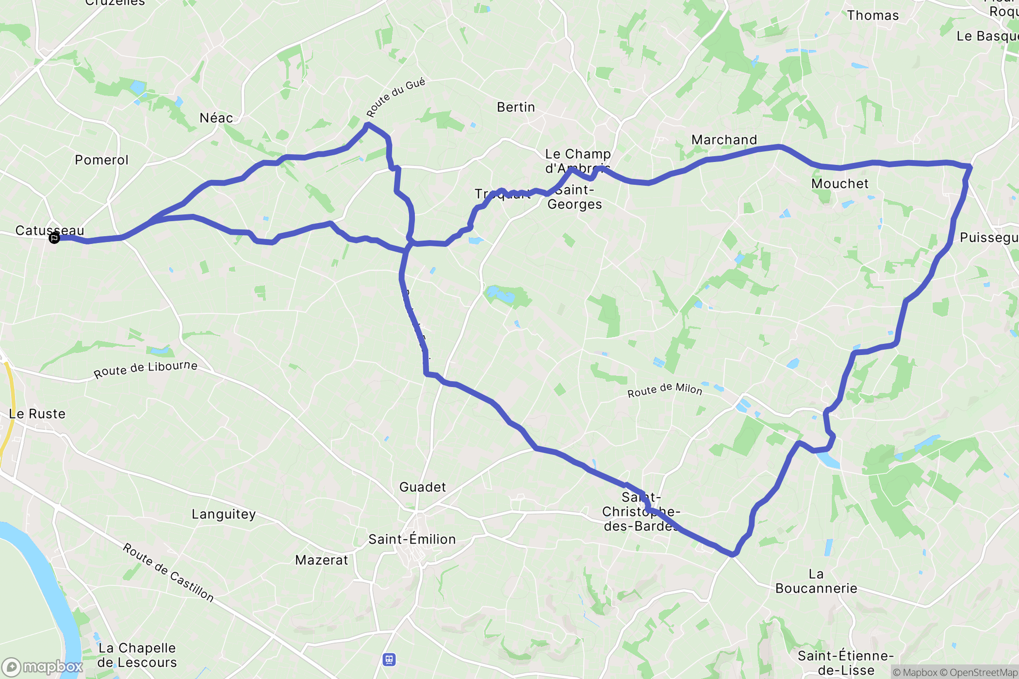 Pomerol : carte du parcours de randonnée - France