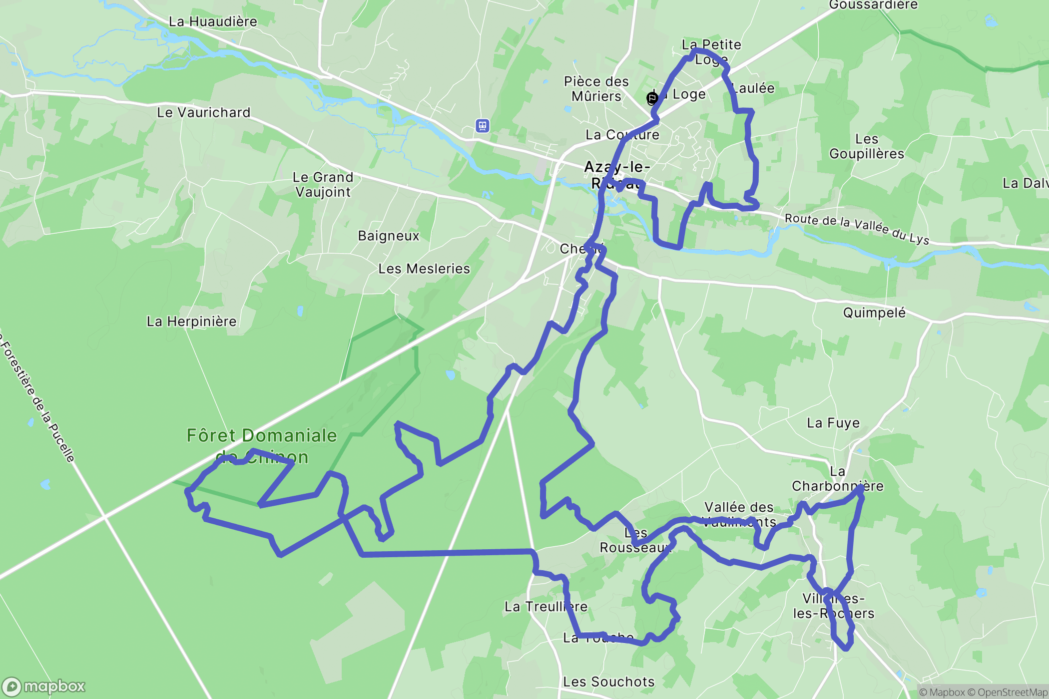 Azay-le-Rideau : carte du parcours de randonnée - France