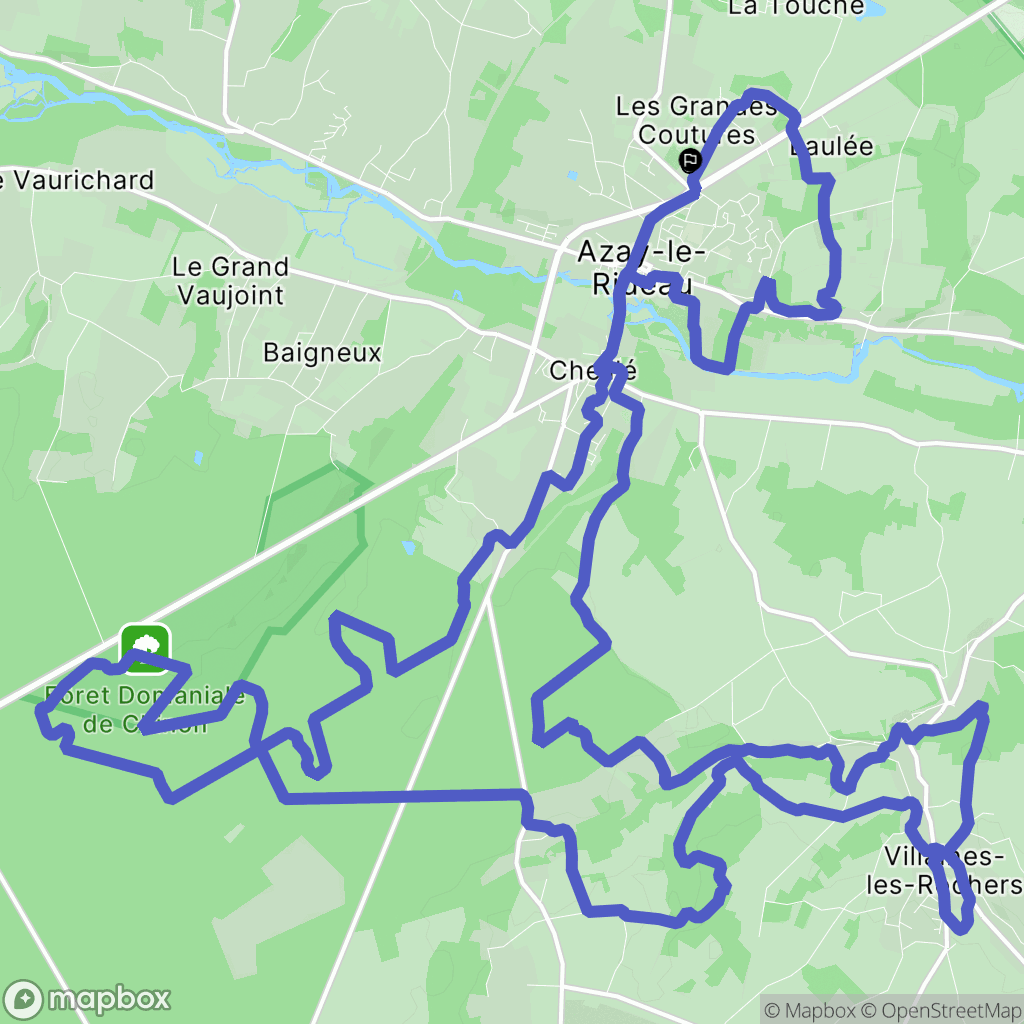 Azay-le-Rideau : carte du parcours de randonnée - France
