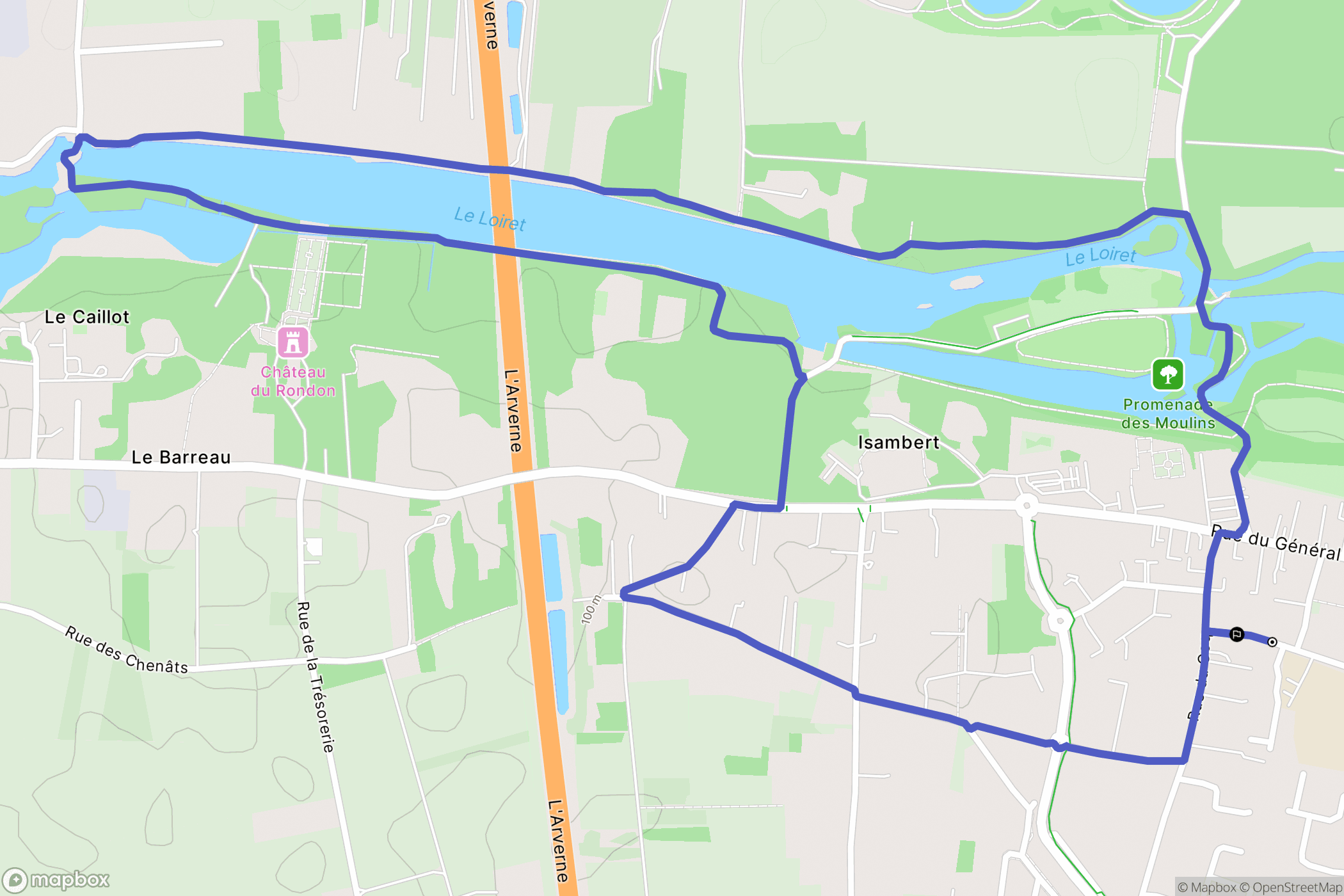 Olivet : carte du parcours de randonnée - France