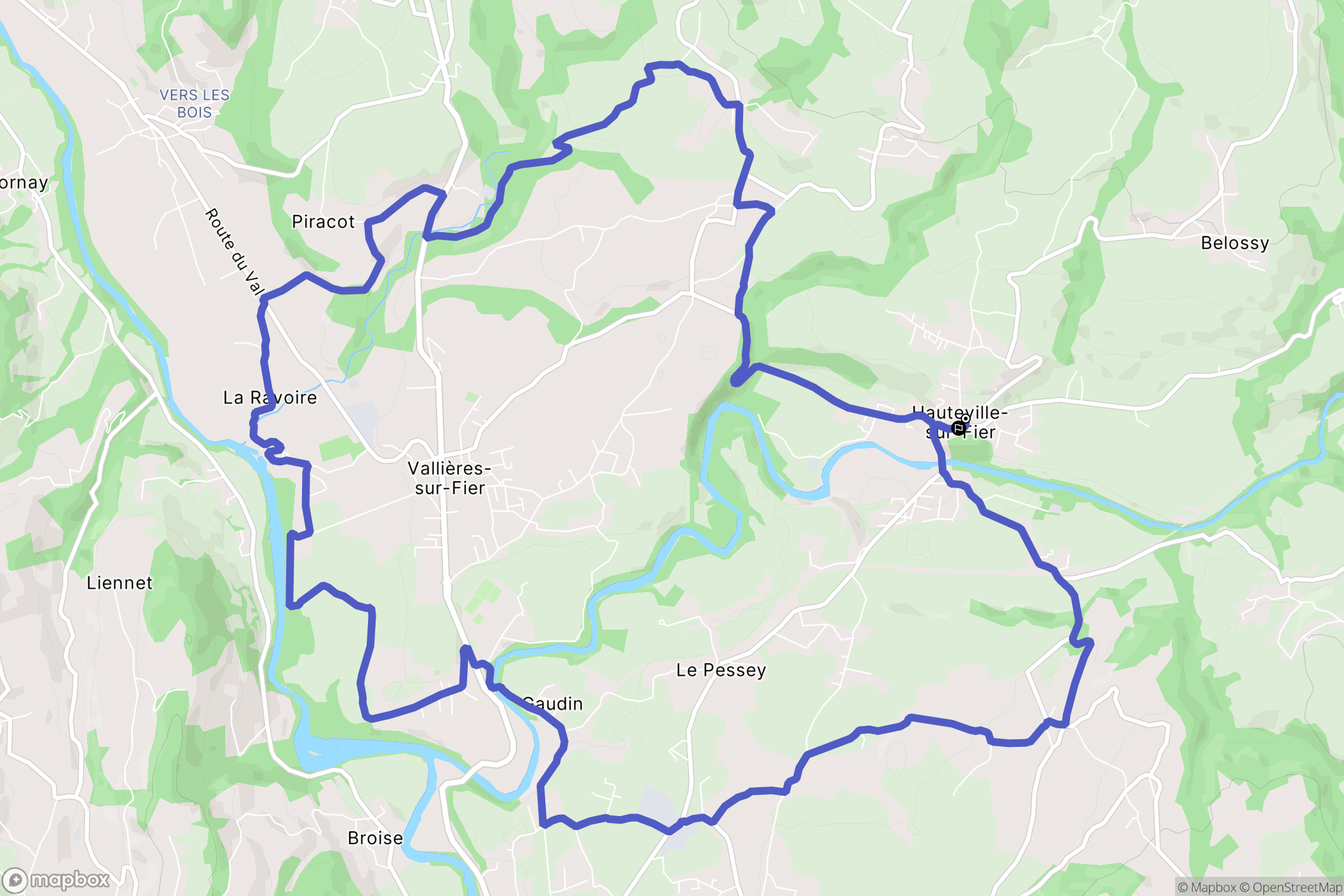 Hauteville-sur-Fier : carte du parcours de randonnée - France